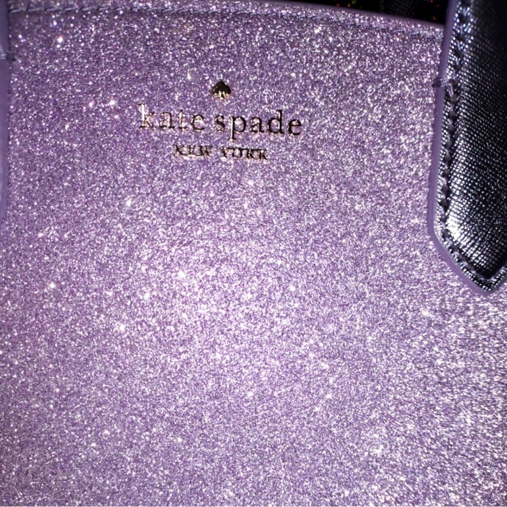 Kate spade tinsel glitter  saffiano leather Lavender Handbag crossbody  NWOT - Picture 4 of 11